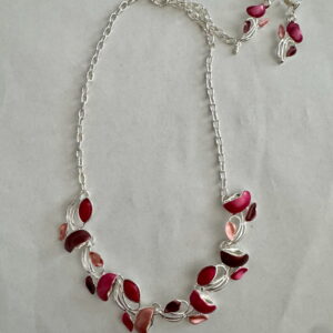 Ketting metaal fantasie rhodium plating met bijpassende oorbellen