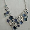 Ketting metaal emaille vierkant multi blauw
