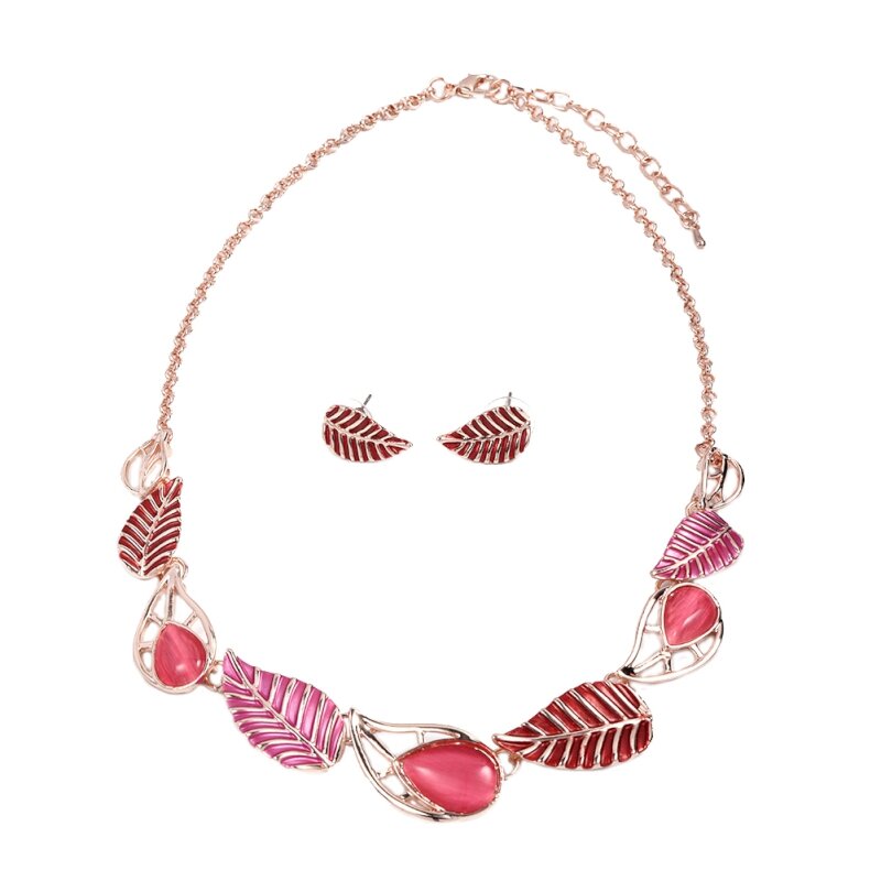Ketting goudkleurig fantasie rhodium plating met bijpassende oorbellen