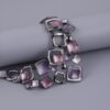 Ketting zwart metaal emaille vierkant oud roze en paars