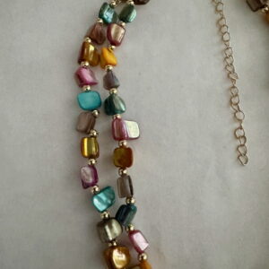 Bonte schelpketting met goudkleurige kraaltjes