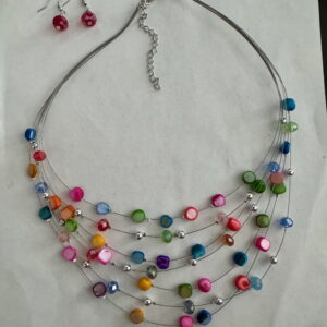 Ketting laagjes mix kleur met bijpassende oorbellen