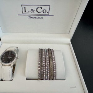 Sieradenset in doos: Horloge met grijze armband