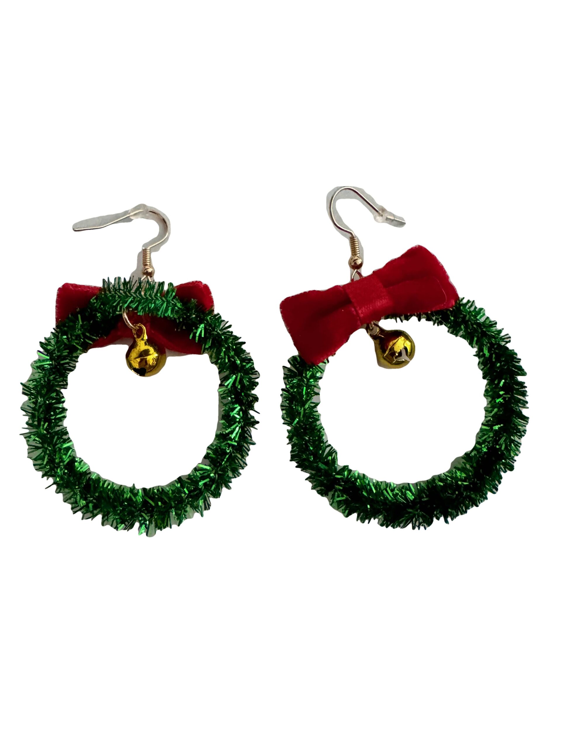 Oorbel kerstkrans hanger met belletje