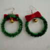Oorbel kerstkrans hanger met belletje