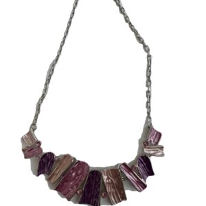 Ketting metaal rhodium plating met emaille paars roze