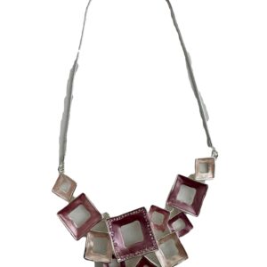 Ketting metaal rhodium plating met emaille roze