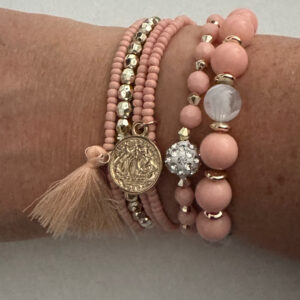 Armbandenset zalm met kralen