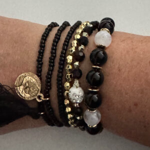 Armbandenset zwart met kralen