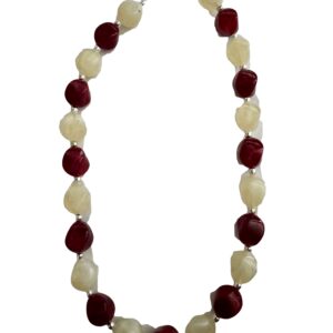 Mooie rode/beige nugget ketting