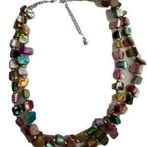 Bonte schelpketting met zilverkleurige kraaltjes