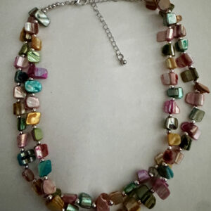 Bonte schelpketting met zilverkleurige kraaltjes