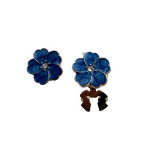 Knoopcover set van 2 stuks blauwe bloem