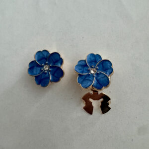 Knoopcover set van 2 stuks blauwe bloem