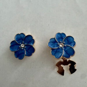 Knoopcover set van 2 stuks blauwe bloem