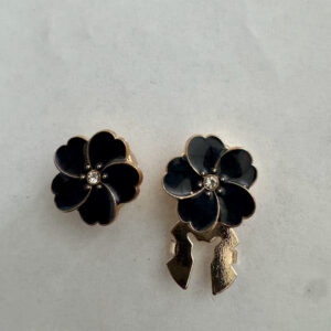 Knoopcover set van 2 stuks zwarte bloem