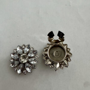 Knoopcover set van 2 stuks bloem met strass