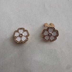 Knoopcover set van 2 stuks bloem wit en strass