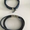 Armbandenset blauw leer met magneetsluiting
