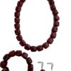 Sieradenset 3D ketting bordeaux rood (ketting, armband en bijpassende oorbellen)