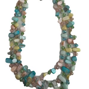 Ketting schelpkralen en facetkralen 3 laags