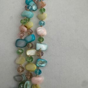 Ketting schelpkralen en facetkralen 3 laags