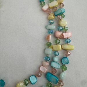 Ketting schelpkralen en facetkralen 3 laags