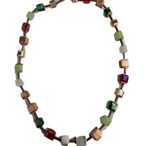 Ketting blokjes en buisjes bont rosékleur