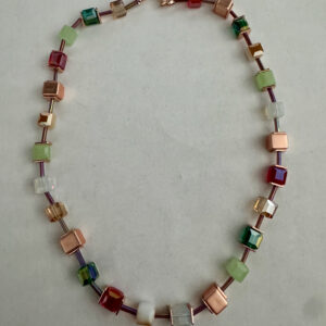 Ketting blokjes en buisjes bont rosékleur