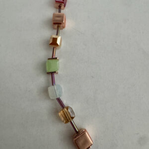 Ketting blokjes en buisjes bont rosékleur