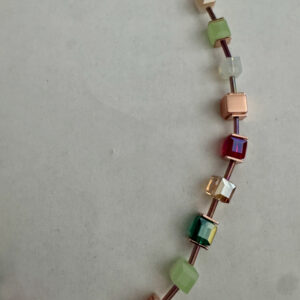 Ketting blokjes en buisjes bont rosékleur