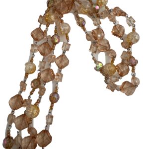 Lange ketting met facetkralen en kleine kralen donkerchampagnekleur