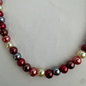 Parelketting fuchsia, bordeaux, grijs en wit 8 mm