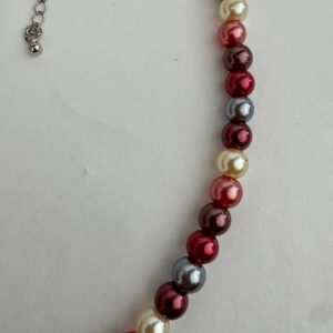 Parelketting fuchsia, bordeaux, grijs en wit 8 mm