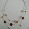 Laagjesketting met 3 laagjes met mooie bruine en beige kralen met goudkleurige kraaltjes