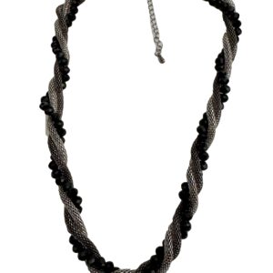 Mooie antraciete gevlochten ketting