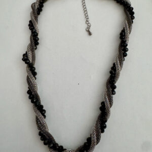 Mooie antraciete gevlochten ketting