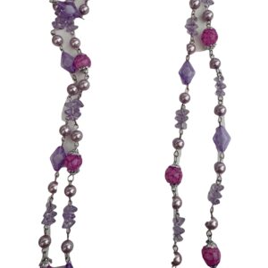 Lange ketting met parels en facet kralen geketteld paars