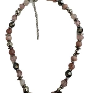 Kralenketting oudroze met zilverkleurige tussenkraaltjes