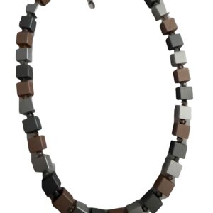 Aluminiumketting vierkante kralen zilverkleurige en rosekleurige kralen