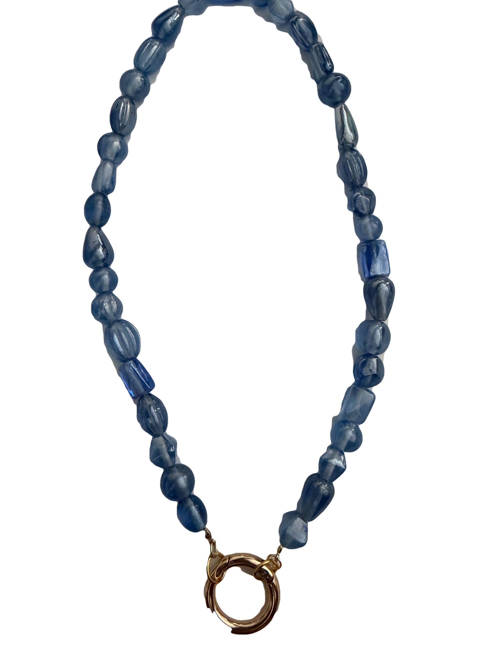 Zonnebrilkoord met ring blauwe glaskralen