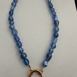 Zonnebrilkoord met ring blauwe glaskralen