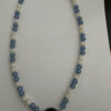 Zonnebrilkoord met ring blauwe en witte kralen met glitter