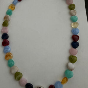 Zonnebrilkoord met ring natuursteen look hartjes