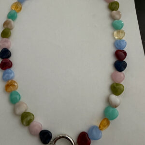 Zonnebrilkoord met ring natuursteen look hartjes