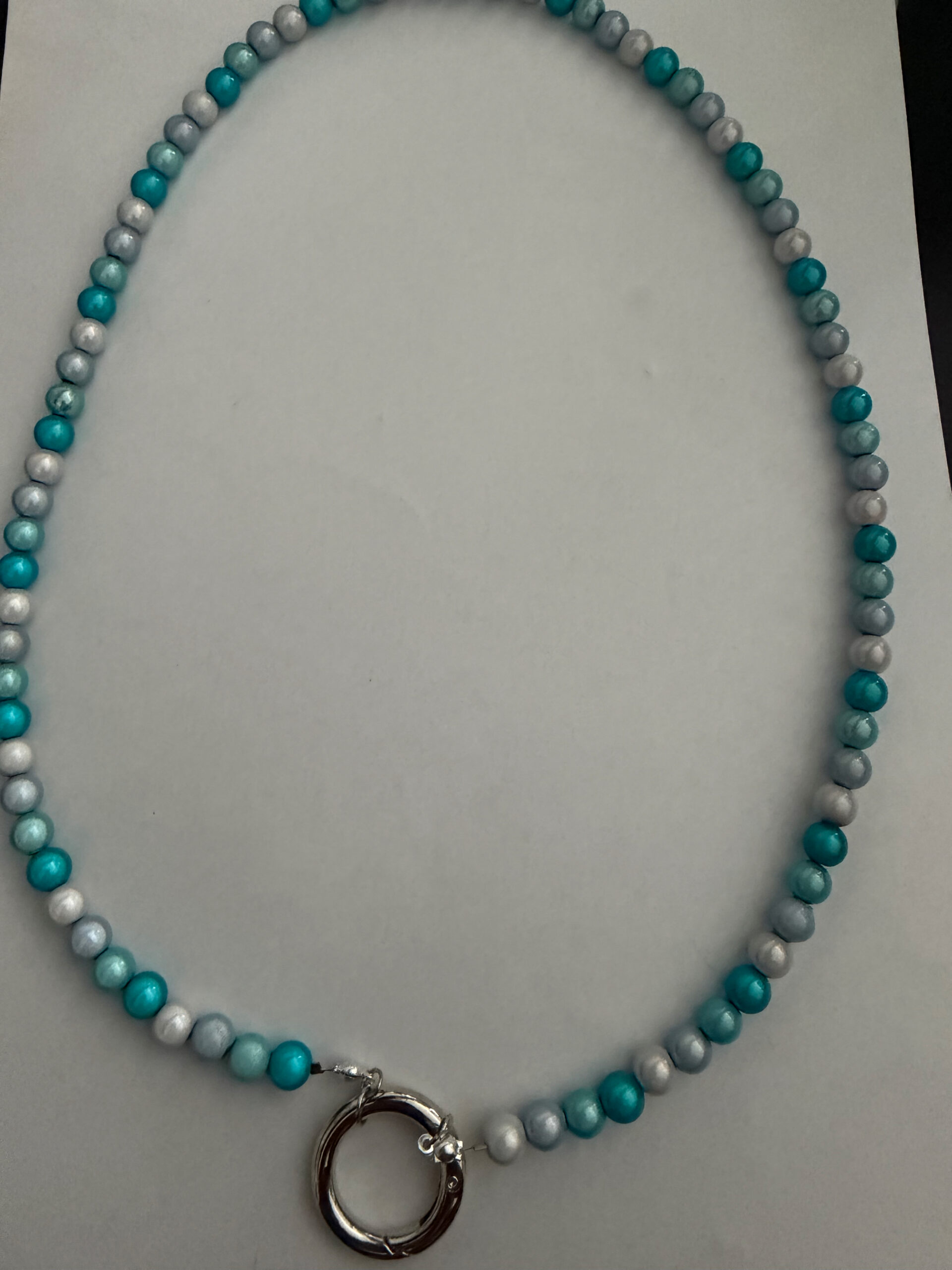 Zonnebrilkoord met ring turquoise 3d kralen