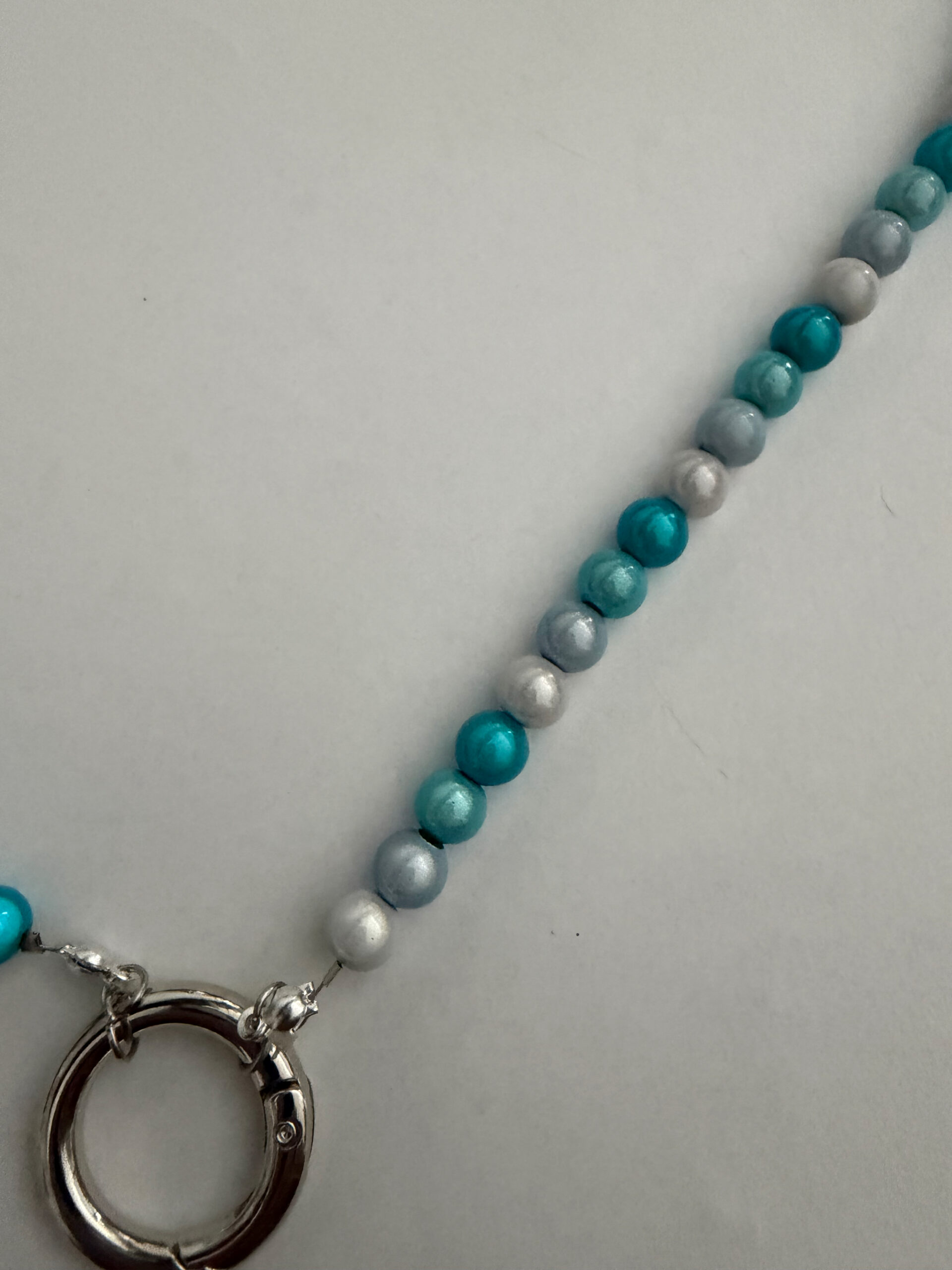 Zonnebrilkoord met ring turquoise 3d kralen