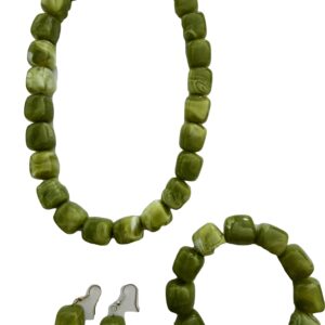 Sieradenset 3D ketting groen(ketting, armband en bijpassende oorbellen)