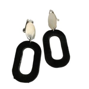 Clipoorbel hanger fluweel stof zwart ovaal