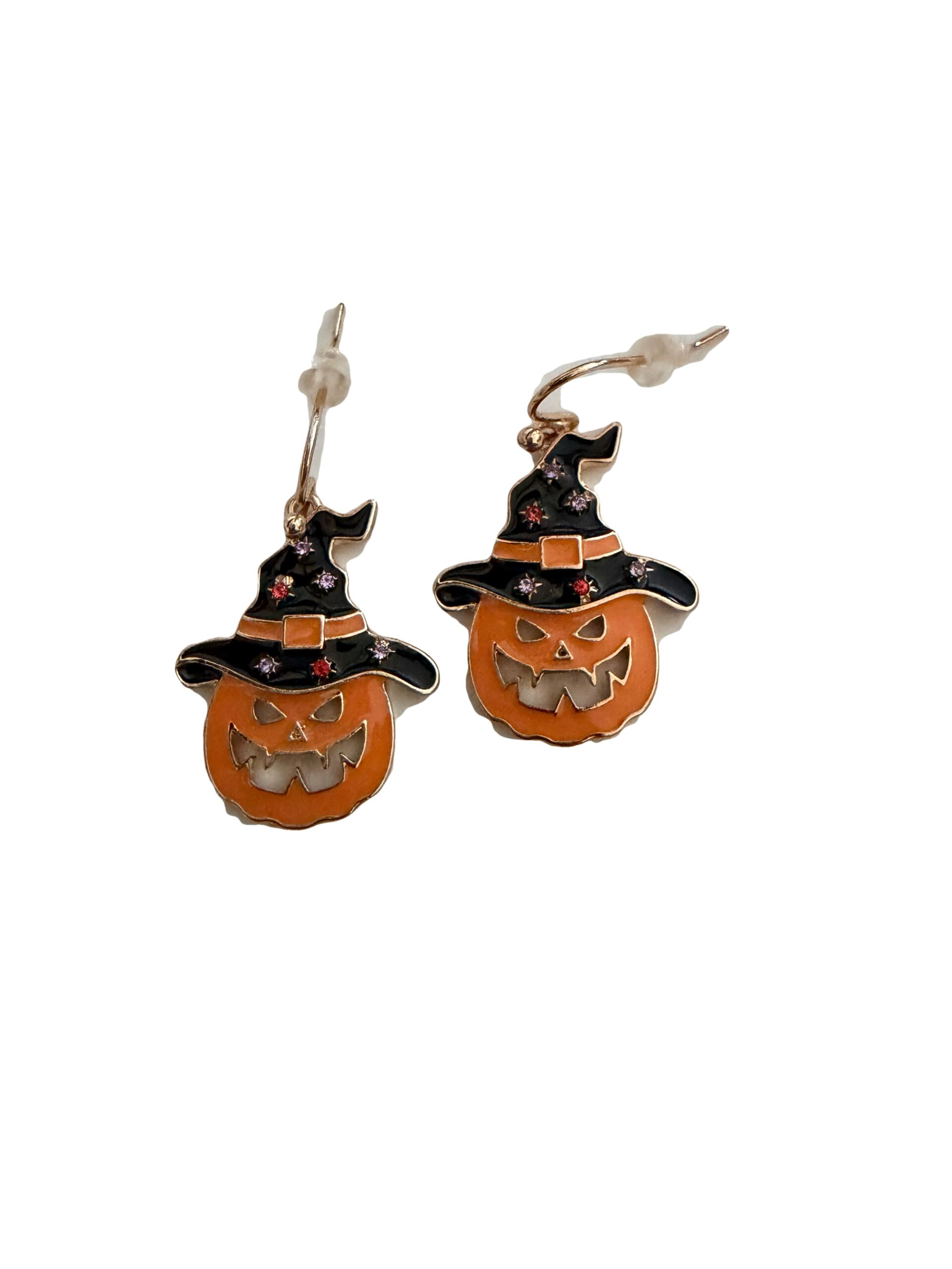 Oorbel Halloween oranje pompoen met hoed